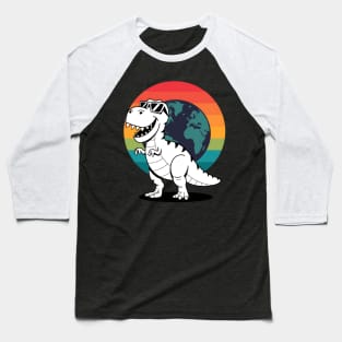 Kids Earth Riding Trex Sunset Dinosaur Boys Kids Baseball T-Shirt